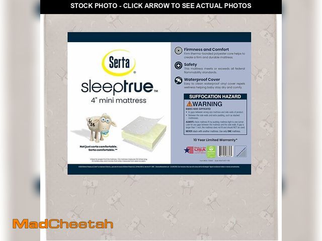 Lot 74-13733643 - Delta Children Serta SleepTrue Mini Crib Mattress, Premium Sustainably Sourced Fiber Core, Hypoaller...