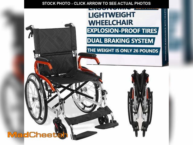 Lot 74-13639693 - LETHIME Wheelchairs for Adults, Desk-Length Arms, 17.7âW Seat, 24.25-Ib Lightweight Foldable, Dual...