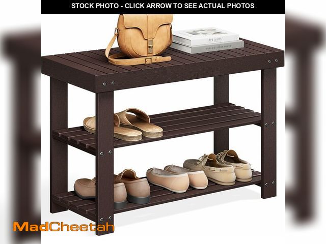 Lot 74-14067626 - SONGMICS Shoe Rack Bench, 3-Tier Bamboo Shoe Storage Organizer, Entryway Bench, Holds Up to 286 lb, ...