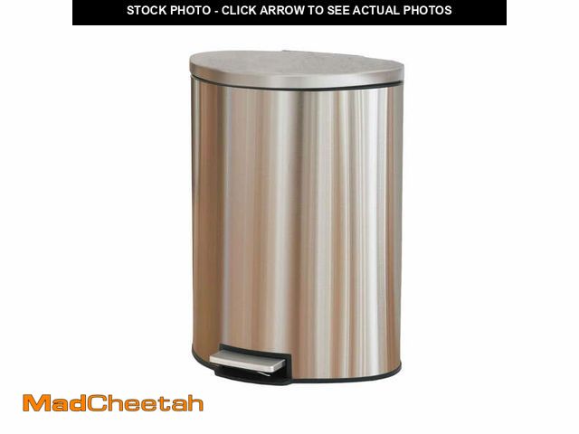 Lot 74-12685995 - Better Homes &amp; Gardens Kitchen Trash Can, 14.5 Gallon Stainless Steel Semi Round Step Garbage Bi...