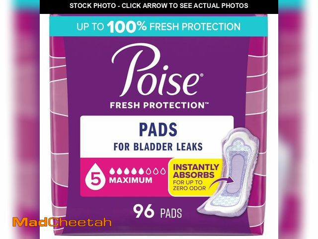 Lot 74-14348974 - Poise Incontinence &amp; Postpartum Pads for Bladder Leaks, 5 Drop Maximum Absorbency, Regular Lengt...