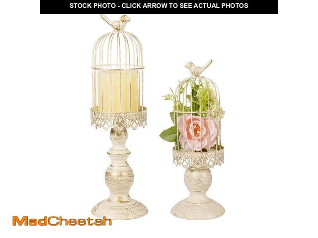Lot 74-12311324 - Pack of 2-Piece Birdcage Candle Holder, Vintage Candle Stick Holders, Wedding Candle Centerpieces fo...