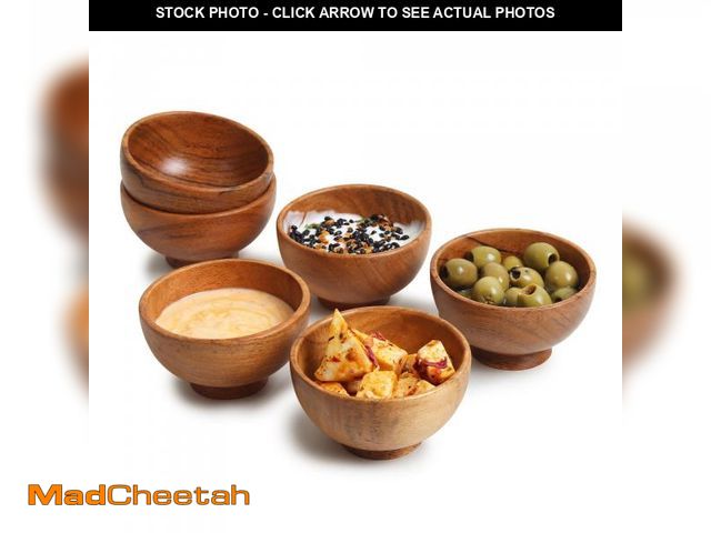 Lot 74-11852748 - LAVAUX DESIGNS Set of 6 Acacia wood small bowls, 4 fl oz 3.25 * 2 inches | Hand carved wooden Kitche...