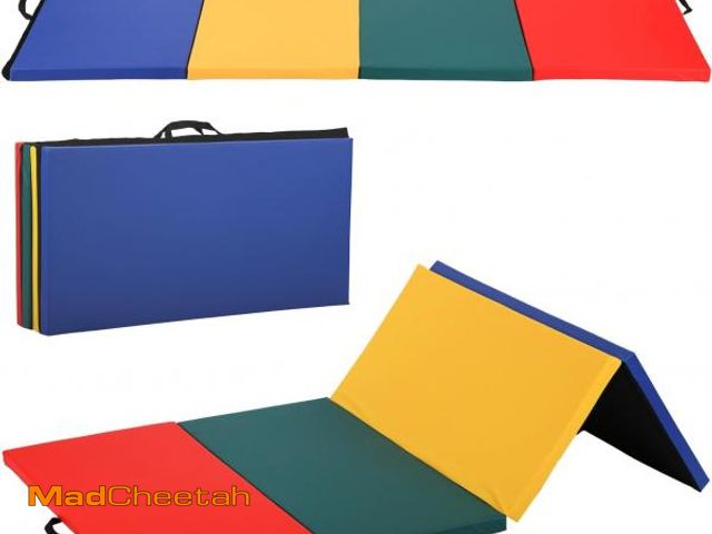 Lot 74-12482242 - FDW 4'x8'x2" New Folding Panel Gymnastics Mat, Perfect for Indoor/Outdoor Exercise(Multicolor) - UNU...