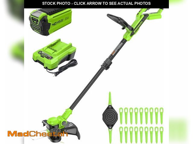 Lot 74-12490381 - (MISSING BLADES) Greenworks 40V 13" String Trimmer/Edger Kit - USED
