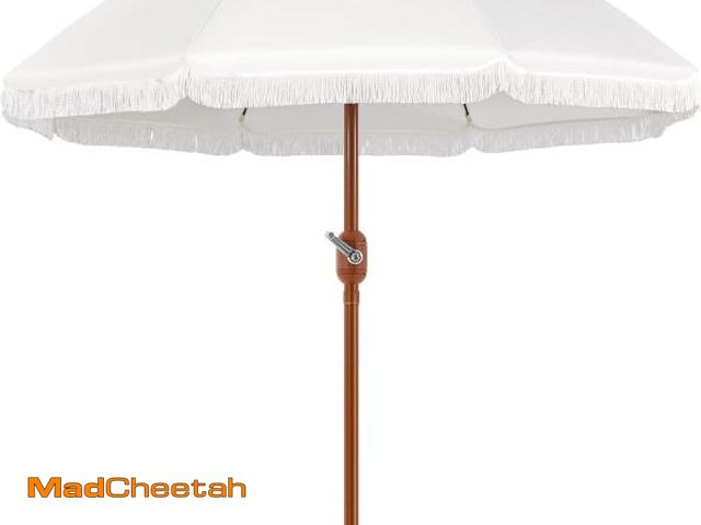 Lot 74-12044713 - Yaheetech 9ft Patio Umbrella with Tassels, Fringe Portable Beach Umbrella, Umbrella Outdoor Patio wi...