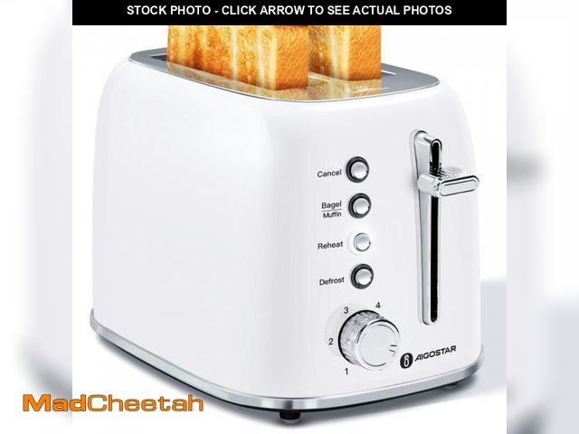 Lot 74-12212723 - Aigostar Retro 2 Slice Toaster - Stainless Steel, Extra Wide Slots, Bagel Function, Cancel &amp; Def...