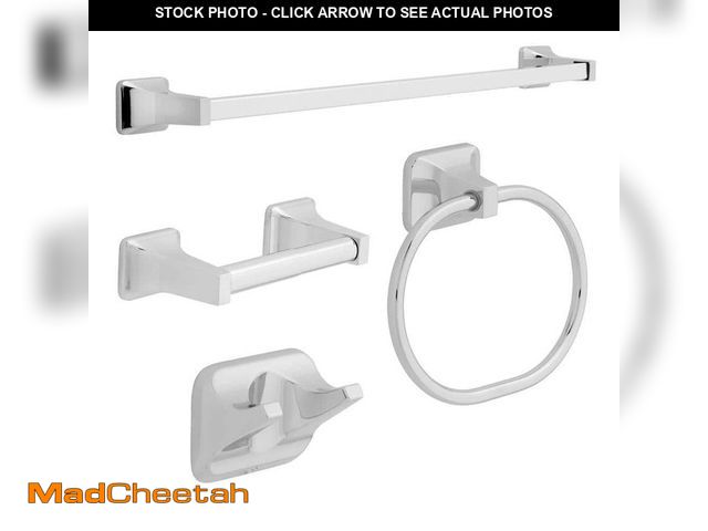 Lot 74-12783594 - Franklin Brass Futura 4-Piece Bath Hardware Set with 24 in. Towel Bar, Toilet Paper Holder, Towel Ri...