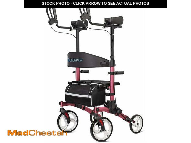 Lot 74-12850014 - (MISSING BAG) ELENKER Upright Rollator Walker, Tall Folding Rollator Walker with 10â Front Wheels ...