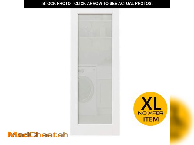 Lot 74-12992933 - ARK DESIGN 30 in. x 80 in. Solid MDF Core 1-Lite Tempered Frosted Glass and Manufacture Wood White P...