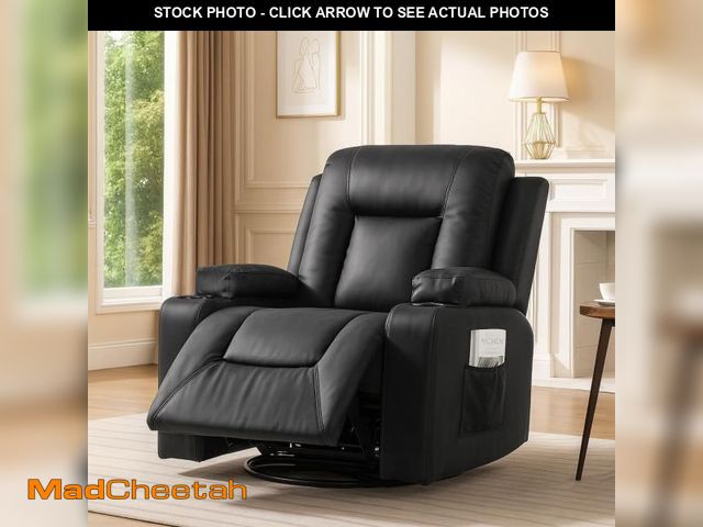 Lot 74-12538383 - COMHOMA Recliner Chair,PU Rocking Chair for Adults,Swivel Recliner with Cup Holders,Heat and Massage...