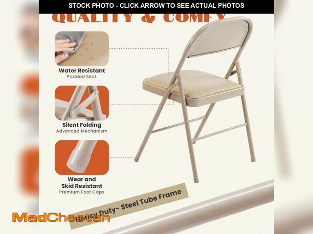 Lot 74-12479441 - JOINSUN Folding Chair 2 Pack, Convenient Leather Padded Folding Chairs, Khaki - UNUSED