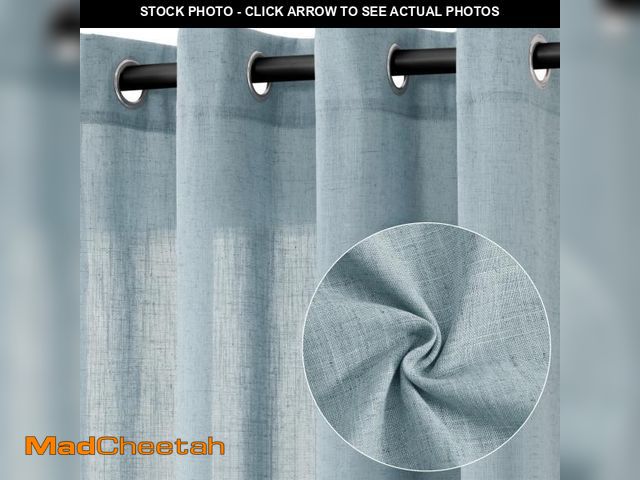 Lot 74-12217188 - Jowels Blue Linen Curtains 96 Inch Length 2 Panels for Living Room Bedroom, Light Filtering Sheer Cu...