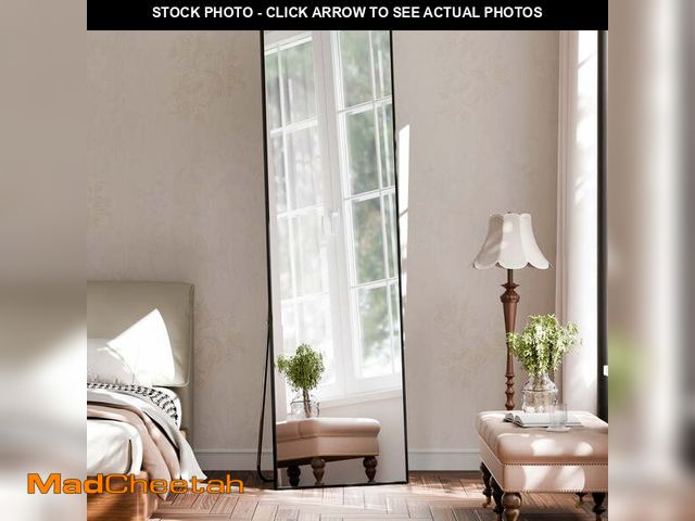 Lot 74-12802995 - YVANLA 59"x16" Rectangular Full Length Mirror Aluminum Frame Floor Mirror with Aluminum Frame, Black...