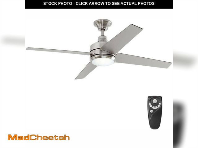 Lot 74-12692460 - *MISSING HARDWARE* Home Decorators Collection Mercer 52 in. Integrated LED Indoor Brushed Nickel Cei...