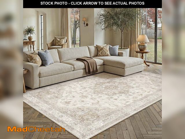 Lot 74-14436944 - BERTHMEER 9'x12' Area Rugs for Living Room Bedroom Beige and Tawny Vintage Non Slip Washable Large F...