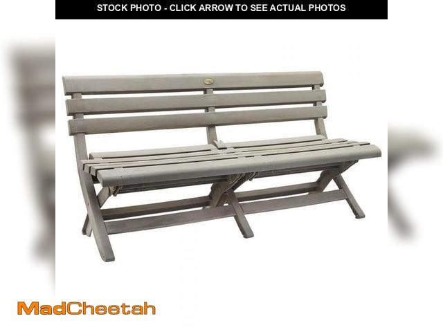 Lot 74-12027026 - Grosfillex Westport Commercial Folding 3-Person Resin Bench in French Taupe - USED