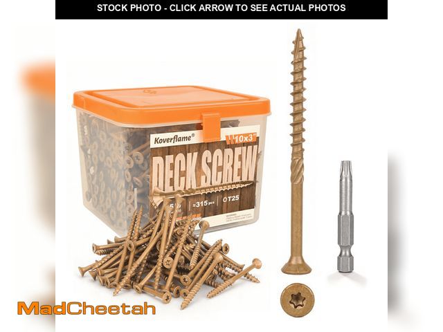 Lot 74-13768273 - #10 x 3" Deck Screws for DIY Projects: 5 lb Box Brown Epoxy Coating Torx Wood Screws with T25 Star D...