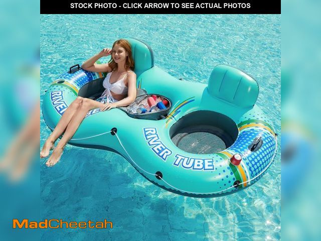 Lot 74-12116358 - Jasonwell Inflatable River Tube Float - 2 Person Heavy Duty River Float Pool Floats with Removable C...