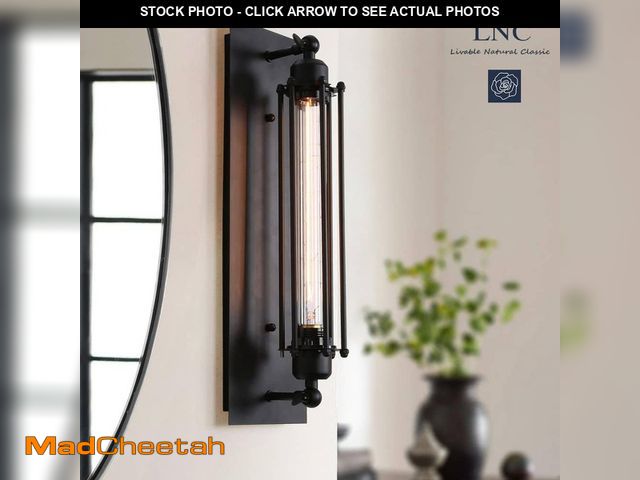 Lot 74-14288819 - LNC Modern Industrial Black Linear Wall Sconce, 1-Light Bathroom Vanity Light with Metal Wire Cage F...