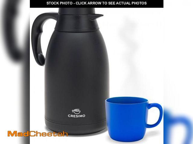 Lot 74-12121927 - Thermal Coffee Carafe, 68 Oz - Sophisticated Black Stainless Steel, Durable &amp; Easy to Pour, Keep...