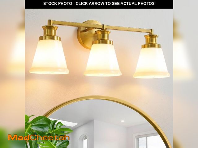 Lot 74-12415882 - CCYCOL Gold Bathroom Light Fixtures, 3-Light Brushed Gold Bathroom Vanity Lights Over Mirror, Modern...