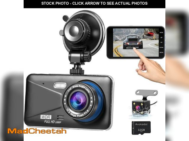 Lot 74-12450804 - Avokadol Dash Cam Front and Rear, Dual Car Camera with 32G SD Card 4''IPS Touch Screen, 1080P Dashbo...