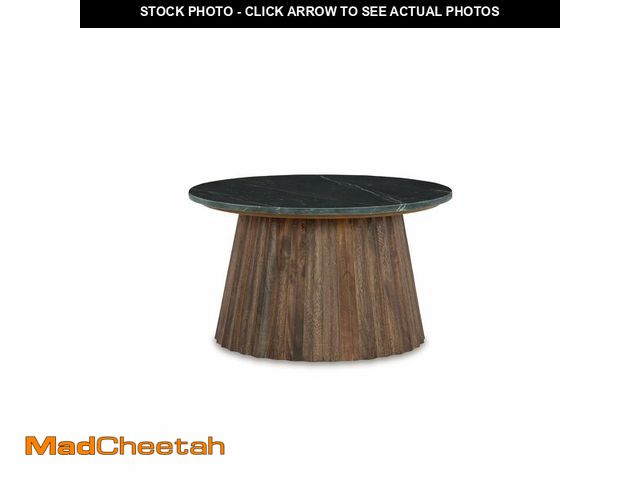 Lot 74-13791633 - Signature Design by Ashley Ceilby Contemporary Marble Accent Cocktail Table, Black &amp; Dark Brown ...