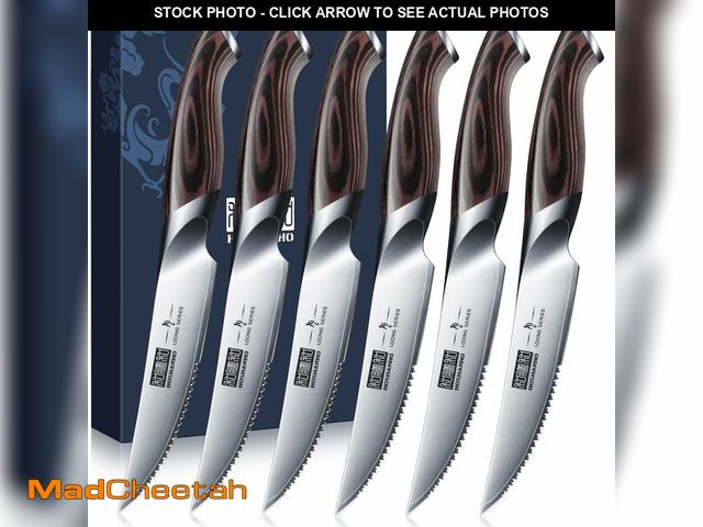 Lot 74-12712969 - HOSHANHO Steak Knives Set of 6, Ultra Sharp 4.5 Inch Serrated Steak Knife Set, Japanese High Carbon ...