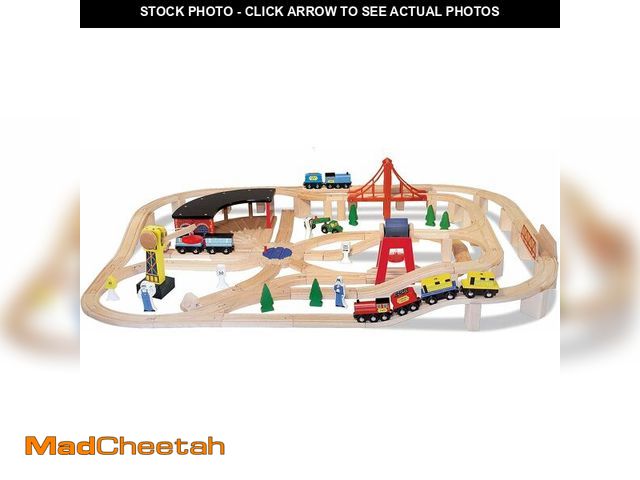 Lot 74-14367663 - Melissa &amp; Doug Wooden Railway Set, 130 Pieces - UNUSED