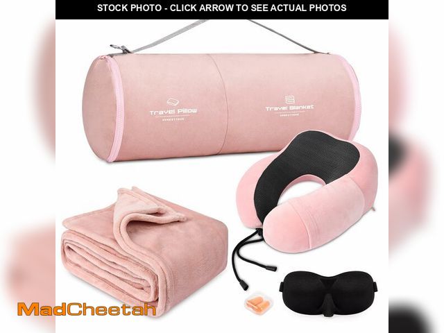 Lot 74-14214730 - urnexttour Travel Pillow and Blanket Set Neck Pillows Travel Essentials with Sleep Mask for Airplane...