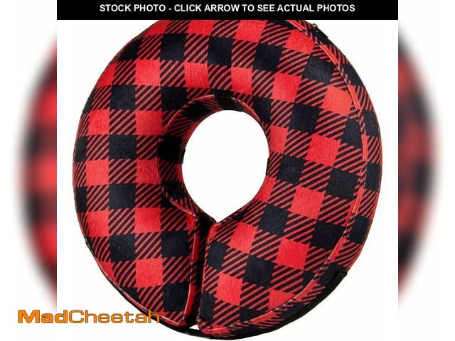 Lot 74-14423996 - BENCMATE Inflatable Dog Cone Collar Alternative After Surgery Medium+,Plaid - UNUSED
