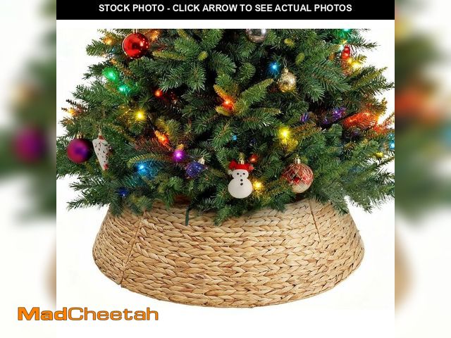 Lot 74-13331782 - Sweetcrispy 36inch Christmas Tree Collar for 9ft Trees, Woven Hyacinth Rattan 4-Panel Collar w/Cord ...