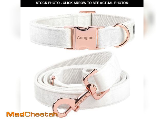 Lot 74-14144670 - ARING PET Dog Collar and Leash Set, Soft White Velvet Dog Collar and Leash, Adjustable Collars for D...