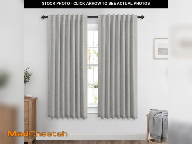 Lot 74-12328286 - KOUFALL Back Tab Linen Blackout Curtains for Living Room-Light Grey-52x54 - UNUSED
