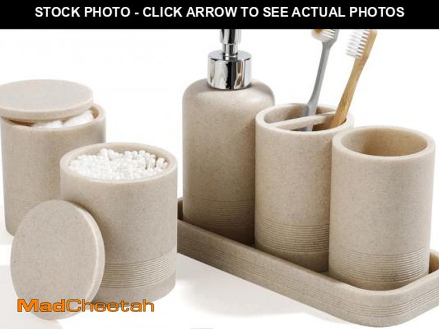 Lot 74-11547001 - Bathroom Accessories Set, 6-Piece Bathroom Accessory Set, Toothbrush Holders Set, Soap Dispenser, Va...
