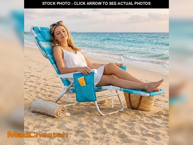 Lot 74-14355172 - Folding Backpack Beach Chair 5-Position High Back Outdoor Reclining Lounge Chair with Footrest, Back...