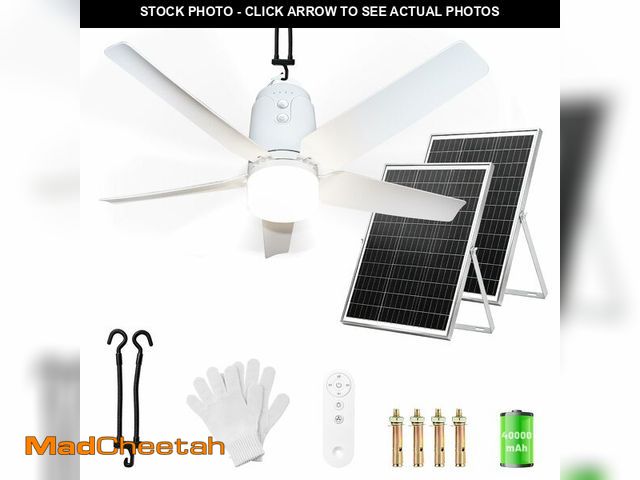 Lot 74-14052761 - SHUNLEE Solar Outdoor Ceiling Fan Light 31.5'', 60W Solar Powered Portable Gazebo Fan With Remote an...
