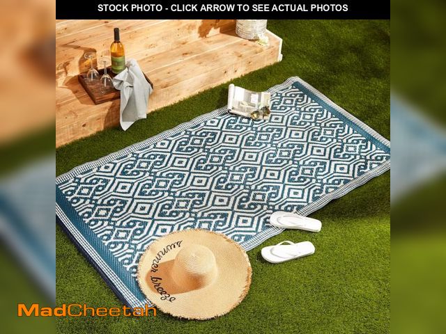 Lot 74-12398954 - DII Outdoor Rug Collection Reversible Modern Moroccan Woven Mat, 3 x 6', Blue - UNUSED