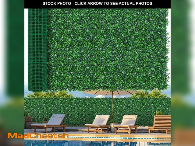 Lot 74-12521389 - Grooy 48"x 140"(47 sq.ft) Artificial Boxwood Roll Panels with Flowers, UV-Anti Grass Wall Roll Panel...
