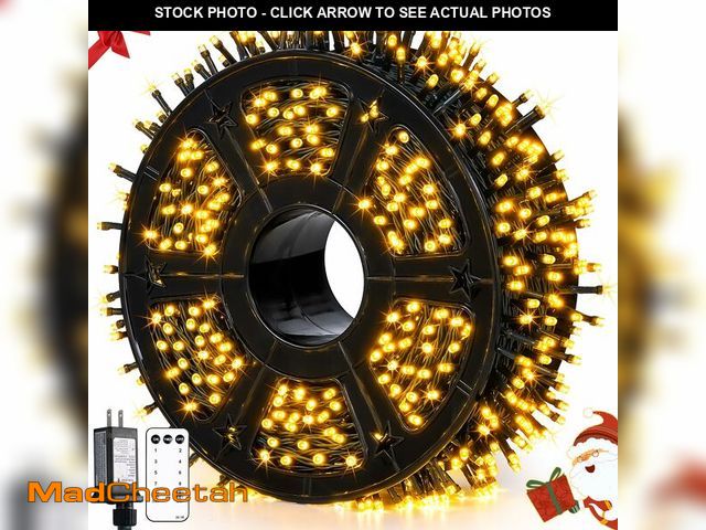Lot 74-14060863 - JMEXSUSS 1000 LED 328 FT Warm White Christmas Lights, 8 Modes String Lights Outdoor Waterproof for C...
