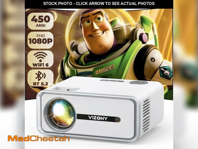 Lot 74-12460848 - VIZONY Mini Projector with WiFi and Bluetooth, 450ANSI 1080P FHD Home Movie Projector, Portable Outd...