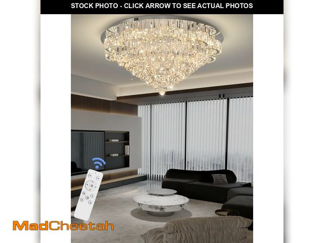 Lot 74-12785611 - Flashing God W40inches Modern Chandeliers for Living Room LED Crystal Chandelier Light Fixtures Flus...