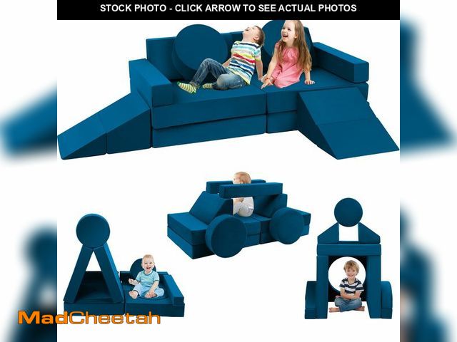 Lot 74-13584563 - Edbuosy Toddler Couch Kids Sofa Modular - 18pcs Children Couches Building Fort, Convertible Foam Pla...