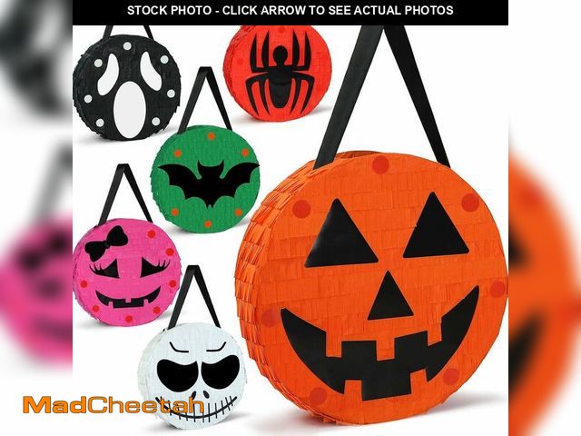 Lot 74-12806633 - 10" Mini Halloween Pinata Set - Spider, Pumpkin, Bat, Skeleton, Skull, Black Cat Pinatas for Party d...