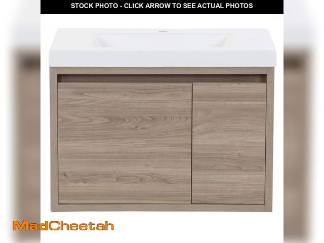 Lot 74-12289652 - Spring Mill Cabinets Kelby 30 Inch Modern Floating Bathroom Vanity with White Single Sink Top, 1-Doo...