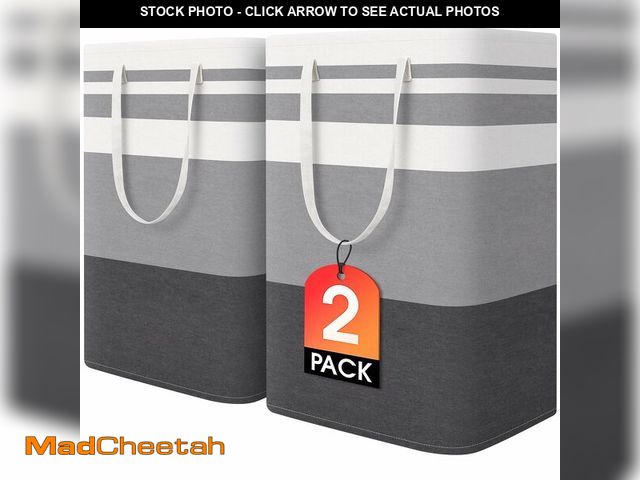 Lot 74-13715684 - HomeHacks 2 Pack Large Laundry Baskets, Waterproof, Freestanding Laundry Hampers, Collapsible Clothe...