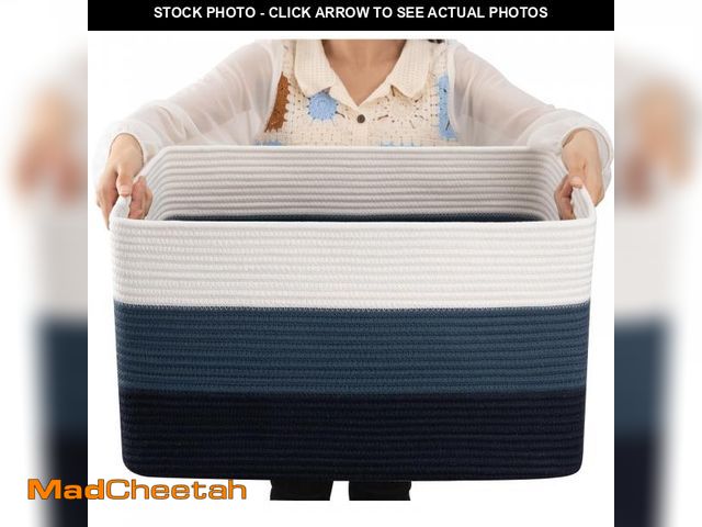 Lot 74-12311054 - OIAHOMY Large Blanket Basket, 22Ã¢â¬Âx17Ã¢â¬Âx12Ã¢â¬Â Rectangle Woven Baskets, Nursery Blanket...