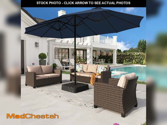 Lot 74-14260821 - Alpha Joy 15ft Outdoor Patio Umbrella Extra-Large Double-Sided Garden Umbrella with Crank Handle and...