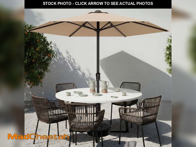Lot 74-14371312 - Easthome 9ft Patio Umbrella with Crank Lift System &amp; 6 Sturdy Ribs Waterproof, Patio Table Umbre...